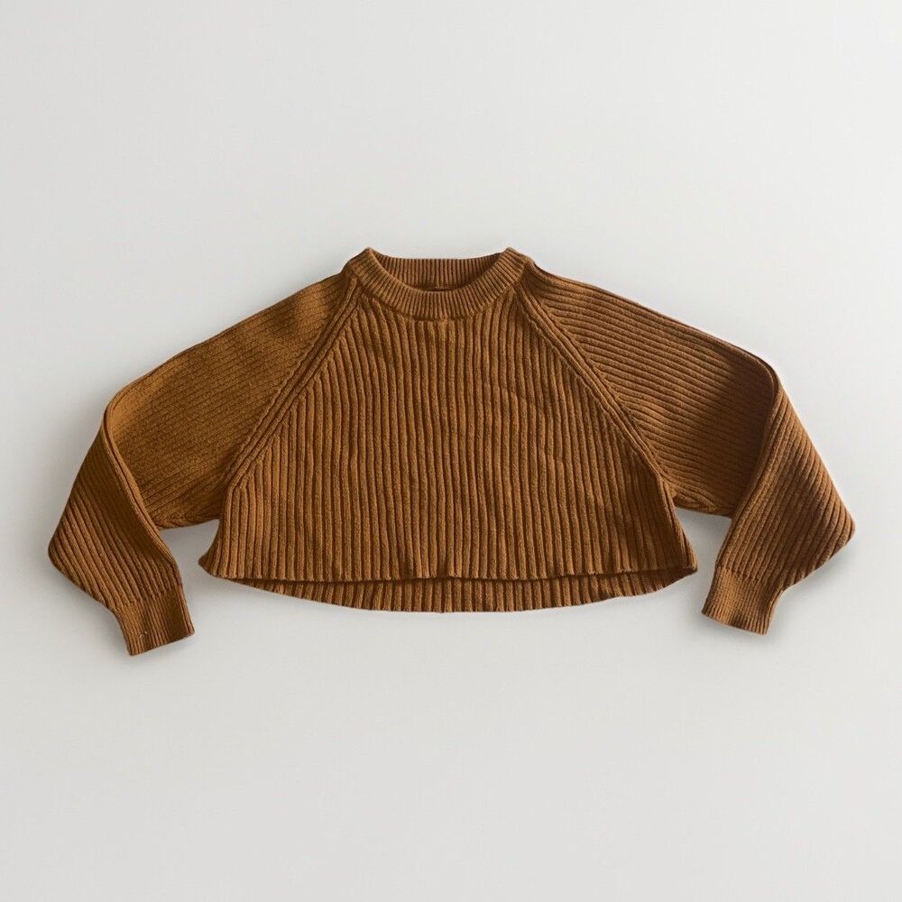 Aéropostale Junior's Long Sleeve Crew Neck Rib Knit Cropped Sweater Size Medium